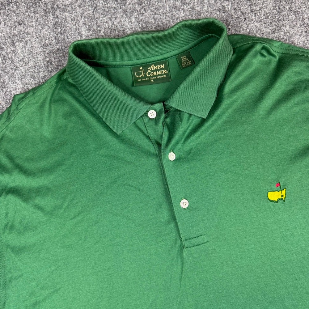 Amen Corner Polo Shirt Mens XL Green Masters Golf Logo Pima Cotton Mercerized